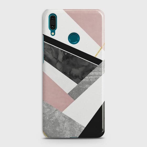 HUAWEI Y9 PRIME (2019) Geometric Luxe Marble Premium Printed Glass soft Bumper shock Proof Case CS-21280