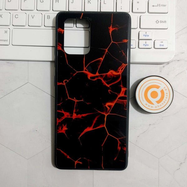 Samsung Galaxy A91 - Black Marble Design 8 - Premium Printed Glass soft Bumper shock Proof Case CS-23761