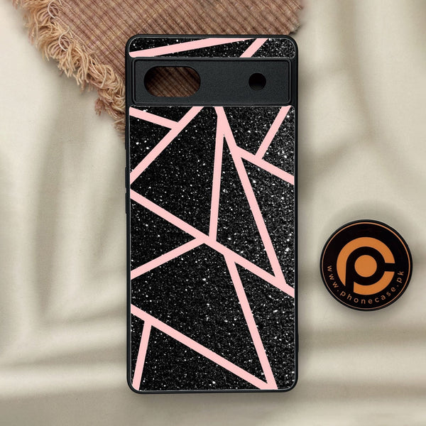 Google Pixel 6a - Black Sparkle Glitter With Rosegold - Premium Metal Printed Soft Bumper Shock Proof Case