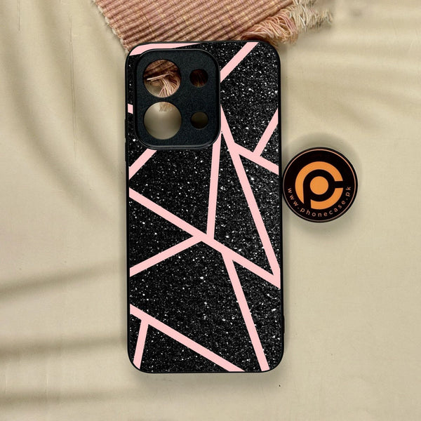 Xiaomi Redmi 15C - Black Sparkle Glitter With Rosegold - Premium Metal Printed Soft Bumper Shock Proof Case