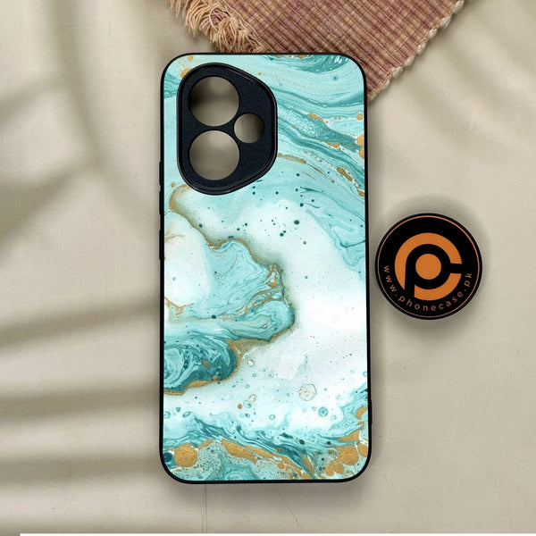 Honor 400 - Aqua Blue Marble Design - Premium Metal Printed Soft Bumper Shock Proof Case
