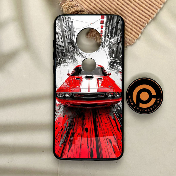 Motorola Moto G7 - Red Muscle Car Thrill - Premium Metal Printed Soft Bumper Shock Proof Case