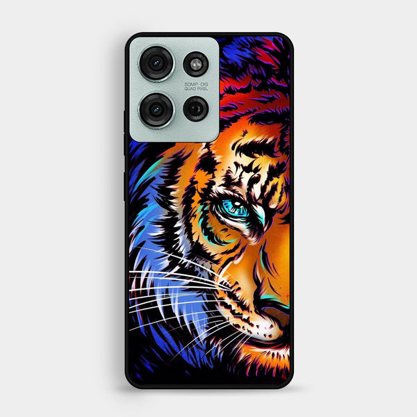 Motorola Moto G75 - Tiger Art - Premium Metal Printed Soft Bumper Shock Proof Case