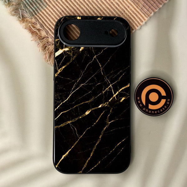 iPhone Air - Black Marble Design 7 - Premium Metal Printed Soft Bumper Shock Proof Case