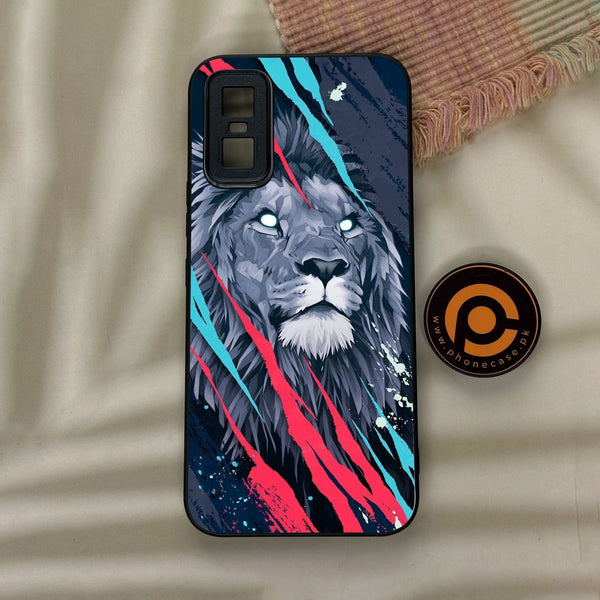 Infinix GT 30 Pro - Abstract Animated Lion - Premium Metal Printed Soft Bumper Shock Proof Case