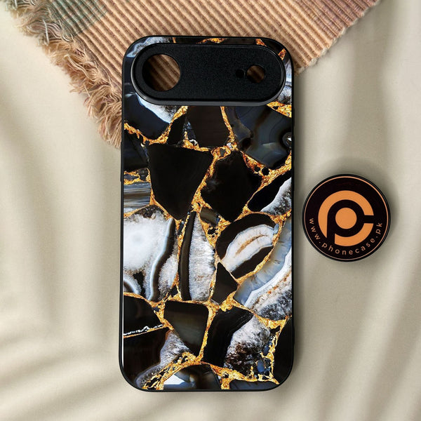 iPhone Air - Black Marble Design 5 - Premium Metal Printed Soft Bumper Shock Proof Case