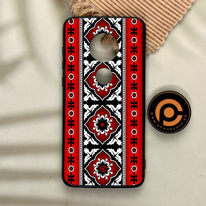 Motorola Moto G7 - Ajrak Design 1 - Premium Metal Printed Soft Bumper Shock Proof Case