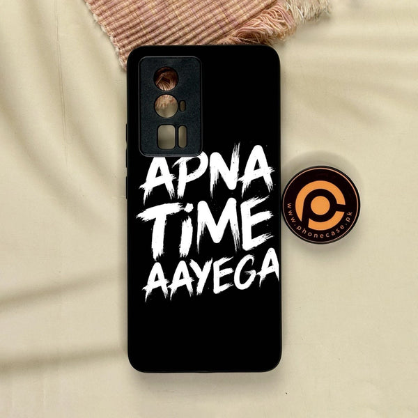 Xiaomi Poco F5 Pro - Apna Time Ayega - Premium Metal Printed Soft Bumper Shock Proof Case