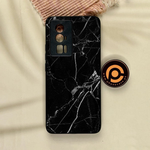 Xiaomi Redmi K60 Pro - Black Marble Design 2 - Premium Metal Printed Soft Bumper Shock Proof Case
