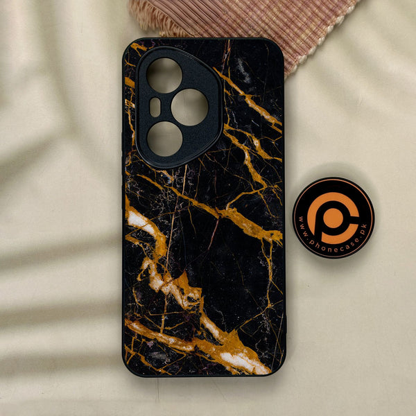 Honor 400 Pro - Golden Black Marble - Premium Metal Printed Soft Bumper Shock Proof Case