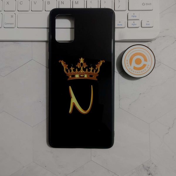 Samsung Galaxy A71King U Alphabet - Premium Printed Glass soft Bumper Shock Proof CS-24248