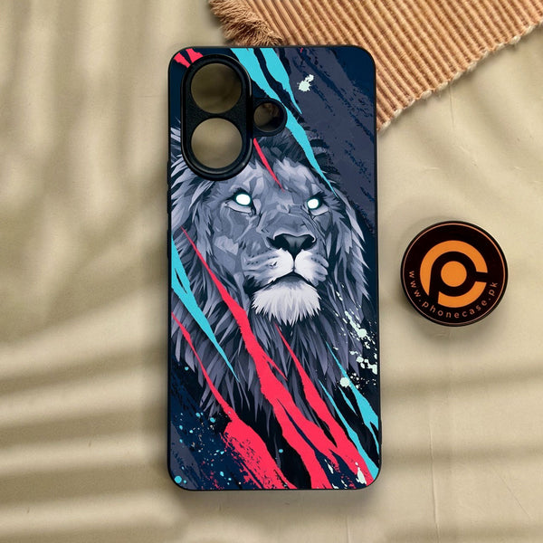Vivo V60 Lite  - Abstract Animated Lion - Premium Metal Printed Soft Bumper Shock Proof Case