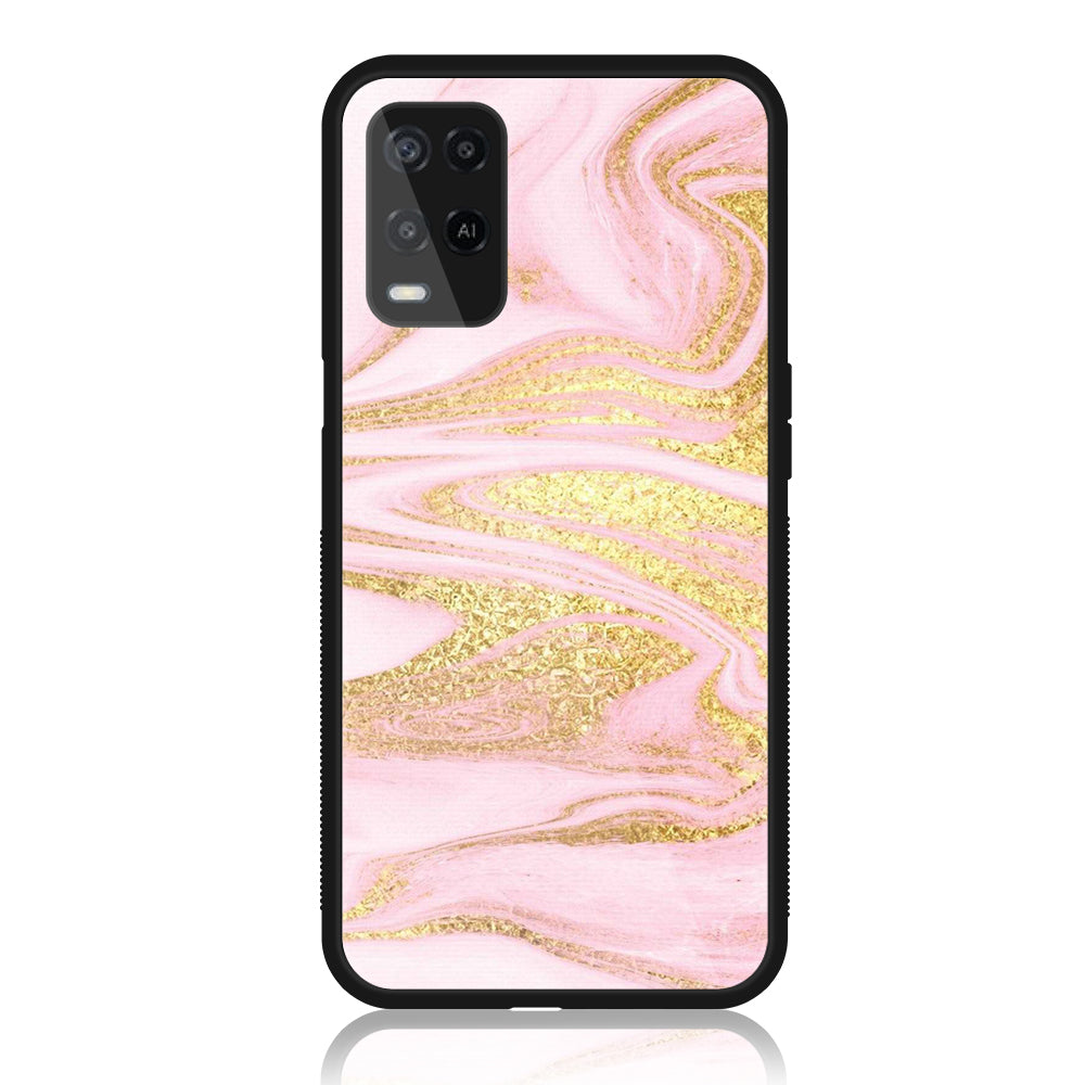 Realme Narzo 30 5G - Pink Marble Series - Premium Printed Glass soft Bumper shock Proof Case