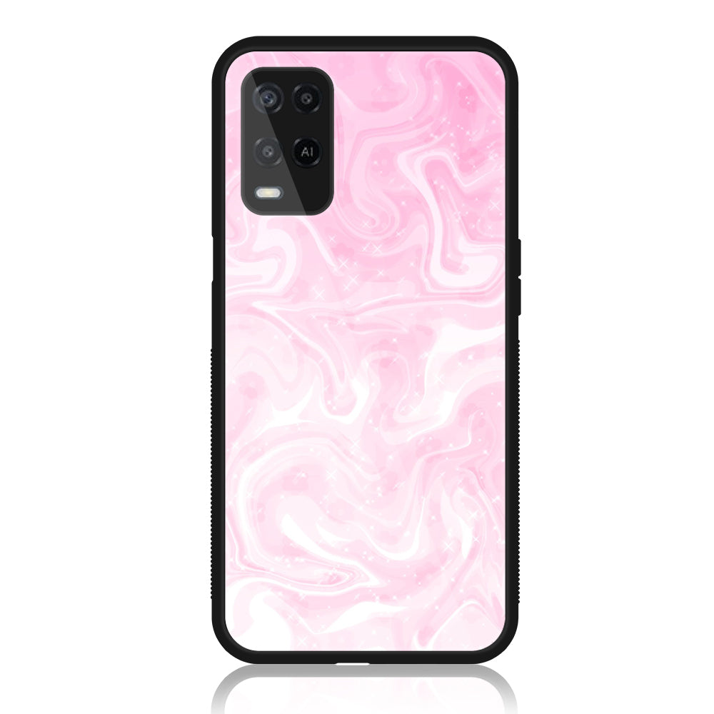 Realme Narzo 30 5G - Pink Marble Series - Premium Printed Glass soft Bumper shock Proof Case