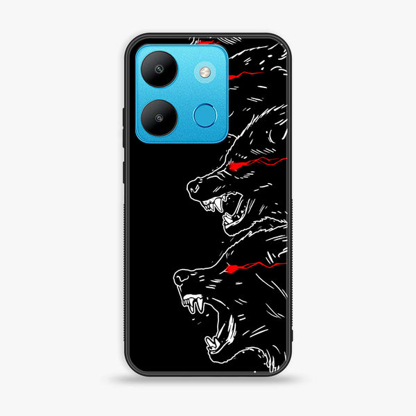 Infinix smart 7 / 7 HD  - Black Art Design 7- Premium Printed Glass soft Bumper shock Proof Case CS-13081