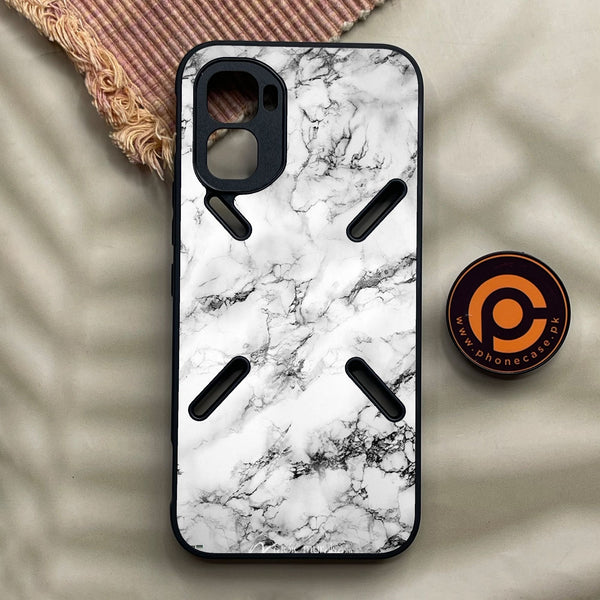 Infinix GT 50 Pro - White Design 7 - Premium Metal Printed Soft Bumper Shock Proof Case