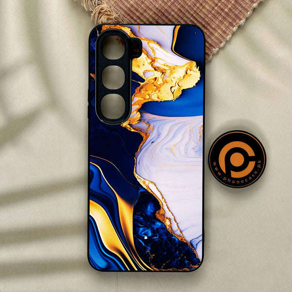 Vivo Y21d - Blue Golden Marble - Premium Metal Printed Soft Bumper Shock Proof Case