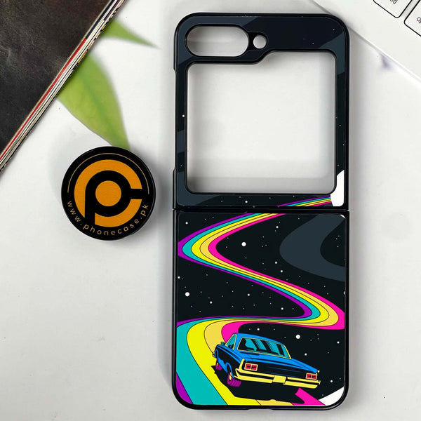 Galaxy Z Flip 7 - Drive To The Moon - Premium Metal Printed soft Bumper shock Proof Case