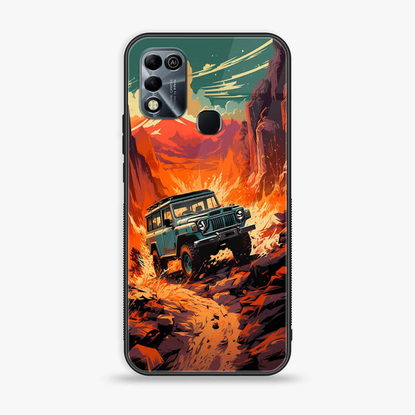 Infinix Hot 11 Play - Jeep Offroad - Premium Printed Glass soft Bumper Shock Proof Case