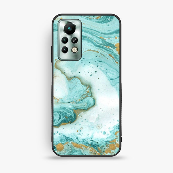 Infinix Note 11 Pro - Aqua Blue Marble Design - Premium Metal Printed Soft Bumper Shock Proof Case