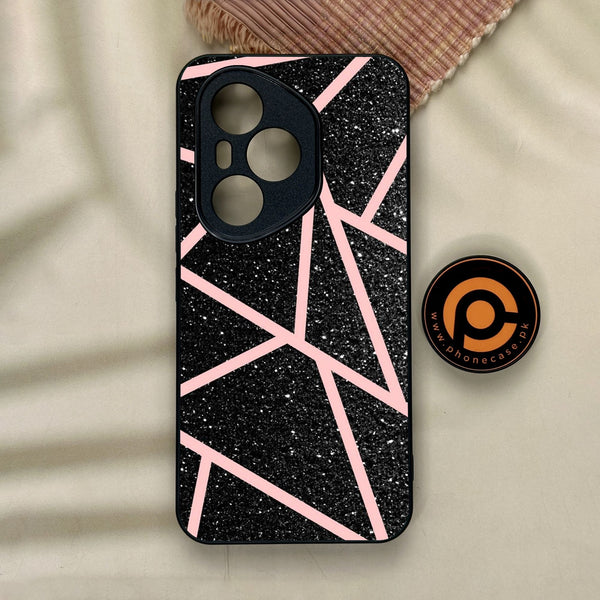 Honor 400 Pro - Black Sparkle Glitter With Rosegold - Premium Metal Printed Soft Bumper Shock Proof Case