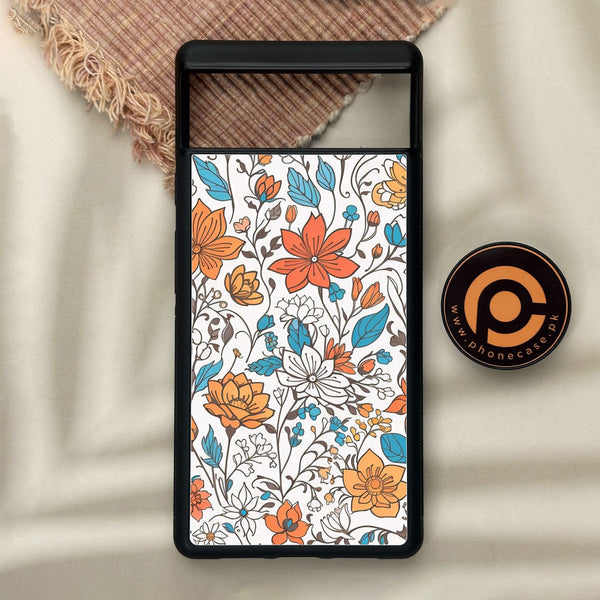 Google Pixel 6 - Floral Series Design 9 - Premium Metal Printed Soft Bumper Shock Proof Case