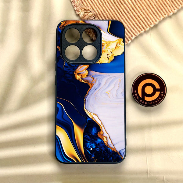 Xiaomi 15T - Blue Golden Marble - Premium Metal Printed Soft Bumper Shock Proof Case