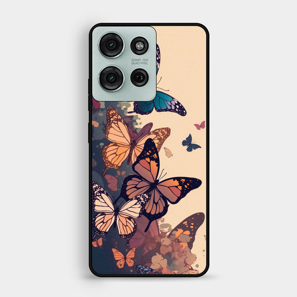 Motorola Moto G75 - Butterflies Design 6 - Premium Metal Printed Soft Bumper Shock Proof Case
