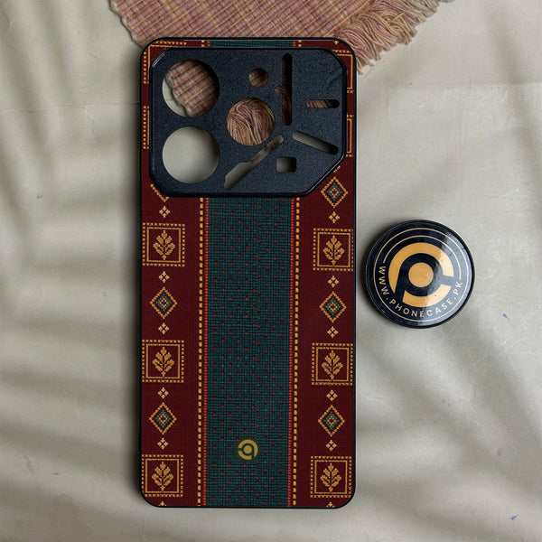 Tecno Pova 6 Neo - Classic Weave Design 12 - Premium Metal Printed Soft Bumper Shock Proof Case