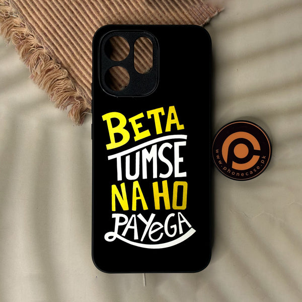 Oppo Reno 15F - Beta Tum Se Na Ho - Premium Metal Printed Soft Bumper Shock Proof Case