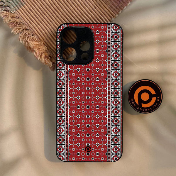 Oppo Reno 15 5G - Ajrak Design 12 - Premium Metal Printed Soft Bumper Shock Proof Case