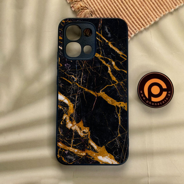 Oppo A6 Pro - Golden Black Marble - Premium Metal Printed Soft Bumper Shock Proof Case
