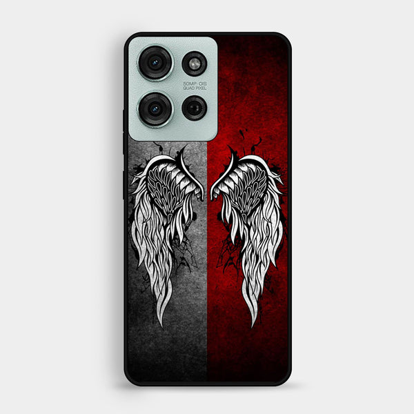 Motorola Moto G75 - Angel Wings Design 2 - Premium Metal Printed Soft Bumper Shock Proof Case