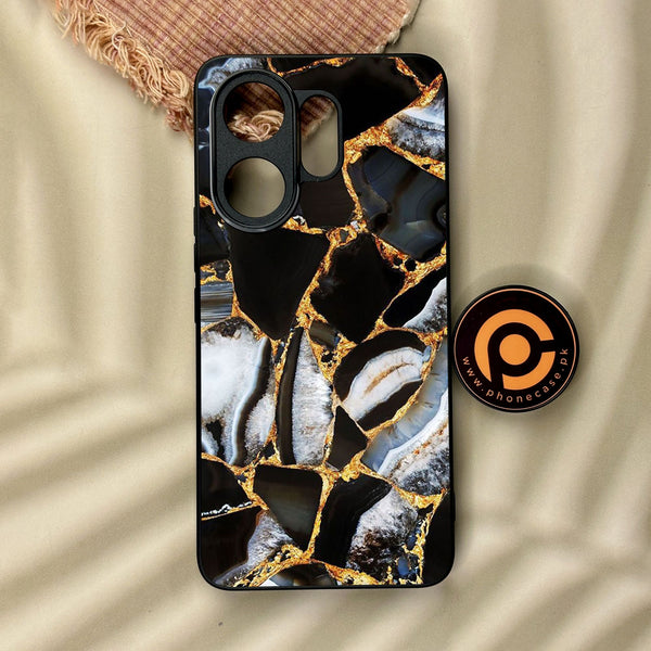 Vivo V60 - Black Marble Design 5 - Premium Metal Printed Soft Bumper Shock Proof Case