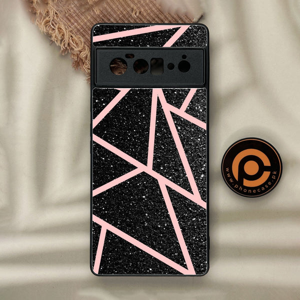 Google Pixel 6 Pro - Black Sparkle Glitter With Rosegold - Premium Metal Printed Soft Bumper Shock Proof Case