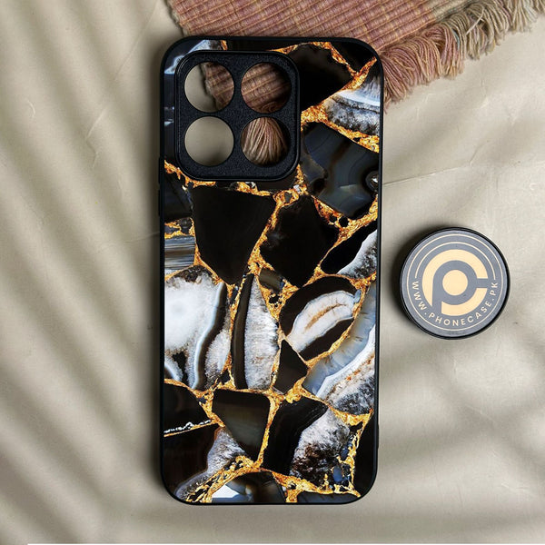 Honor X8b - Black Marble Design 5 - Premium Metal Printed Soft Bumper Shock Proof Case