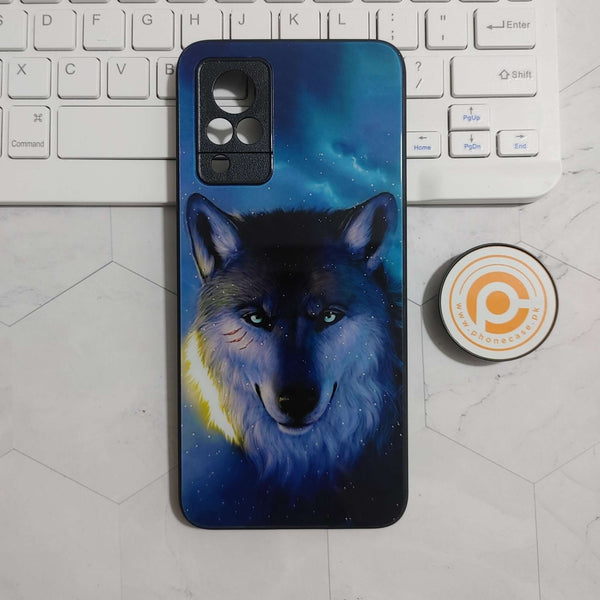 Vivo V21 - Wolf Head - Premium Printed Glass soft Bumper shock Proof Case CS-25213