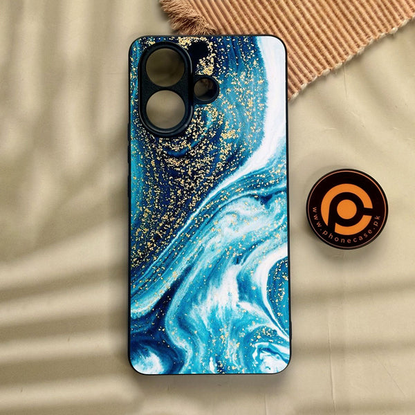 Vivo V60 Lite  - Blue Marble Design 5 - Premium Metal Printed Soft Bumper Shock Proof Case