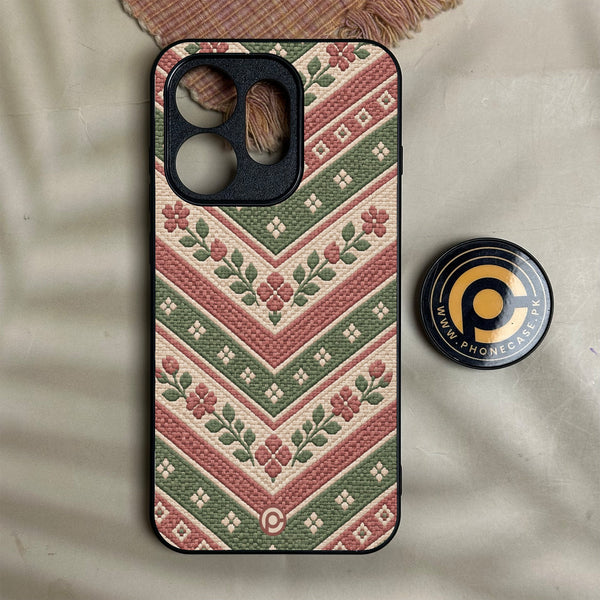Oppo Reno 16 - Classic Weave Design 17 - Premium Metal Printed Soft Bumper Shock Proof Case