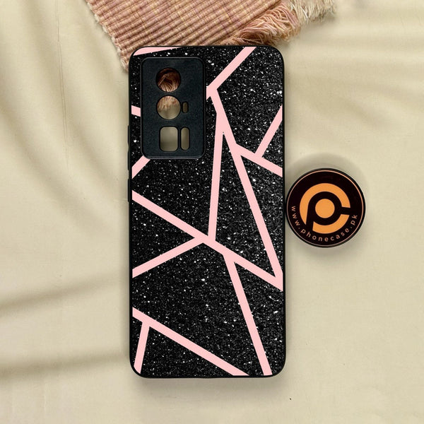 Xiaomi Redmi K60 Pro - Black Sparkle Glitter With Rosegold - Premium Metal Printed Soft Bumper Shock Proof Case