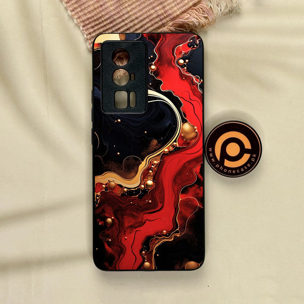 Xiaomi Redmi K60 Pro - Red Gold Marble - Premium Metal Printed Soft Bumper Shock Proof Case