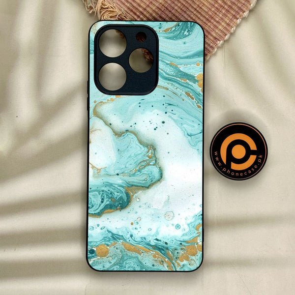 Realme Note 70 - Aqua Blue Marble Design - Premium Metal Printed Soft Bumper Shock Proof Case