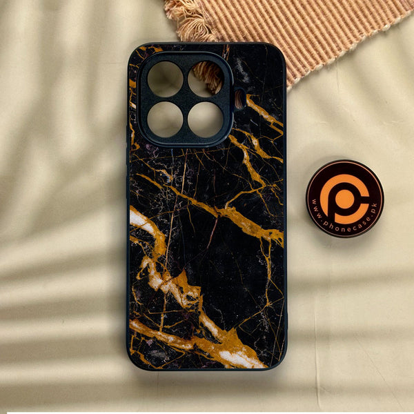 Xiaomi 15T Pro - Golden Black Marble - Premium Metal Printed Soft Bumper Shock Proof Case