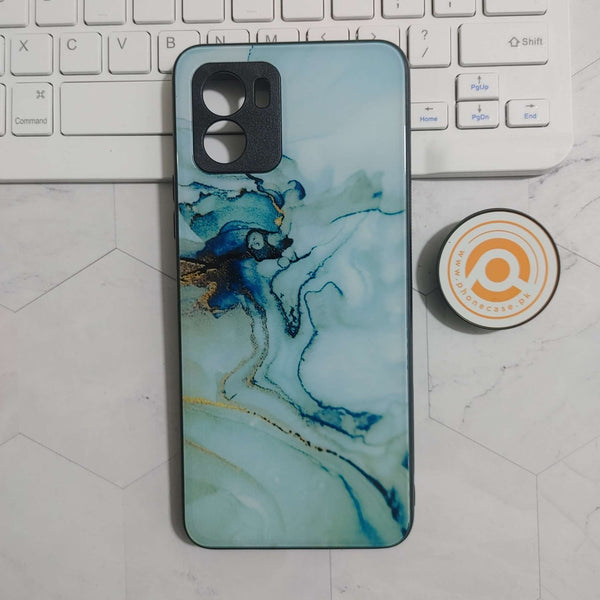 Vivo Y15s 2021 / Y15C  Blue Marble Design 1 Premium Printed Glass soft Bumper shock Proof Case CS-24293