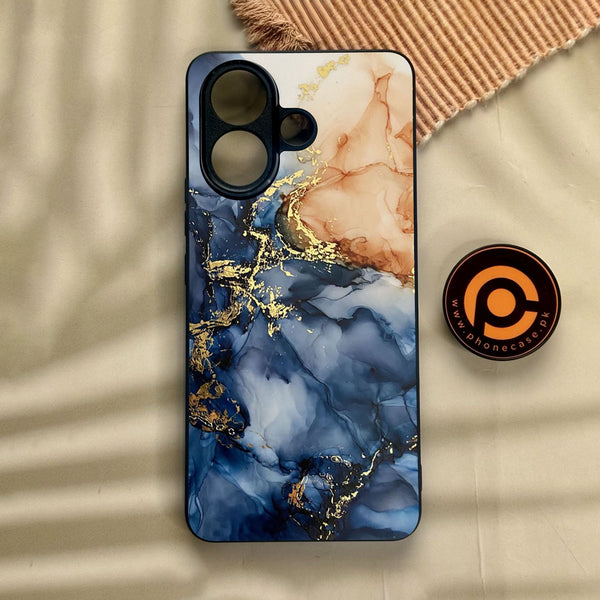 Vivo V60 Lite  - Blue Marble Design 9 - Premium Metal Printed Soft Bumper Shock Proof Case