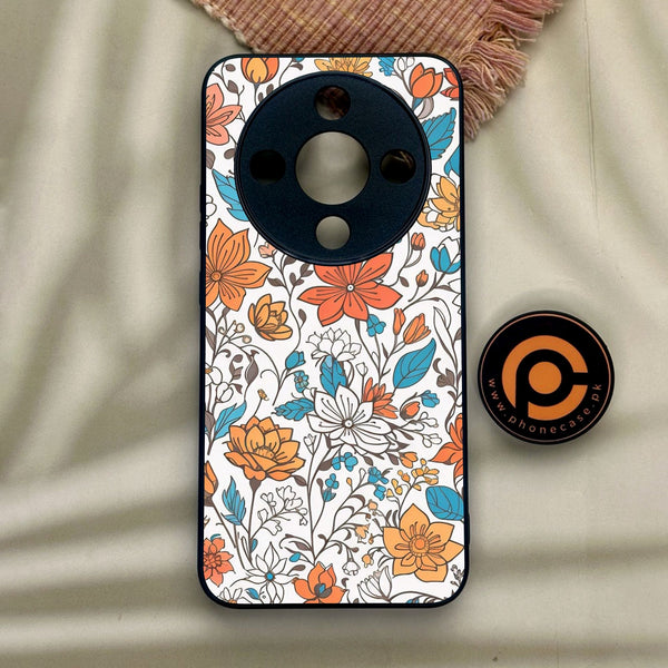 Honor x9d - Floral Series Design 9 - Premium Metal Printed Soft Bumper Shock Proof Case