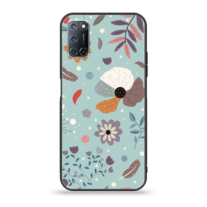 Oppo A52 - Floral Series Design 5 - Premium Printed Glass soft Bumper Shock Proof Case