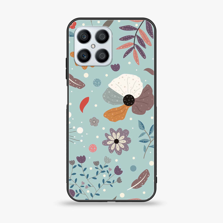 Huawei Honor X8 4G - Floral Series Design 5 - Premium Printed Glass soft Bumper Shock Proof Case