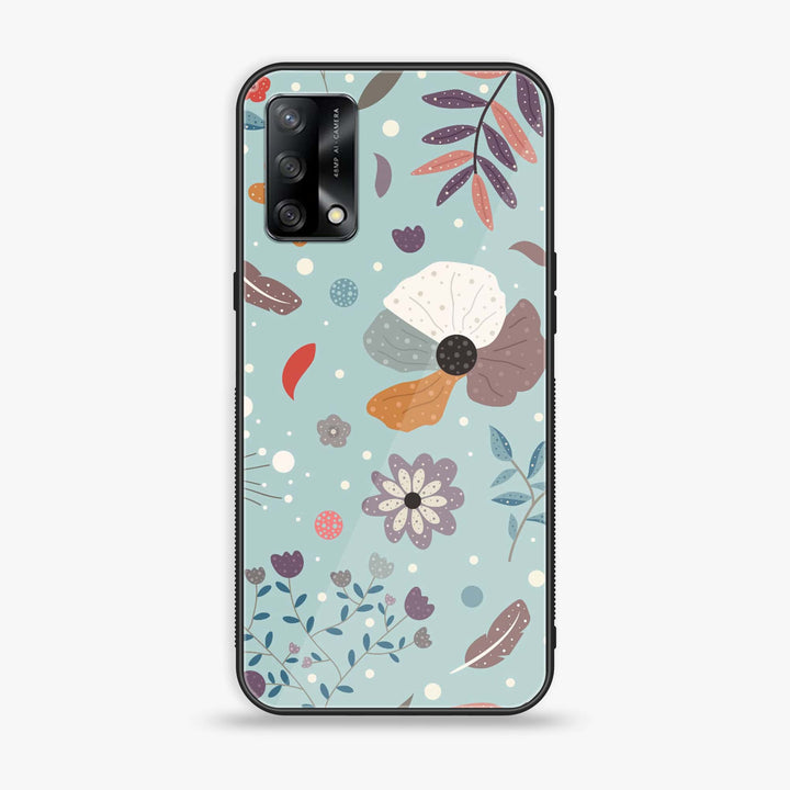 Oppo A74 - Floral Series Design 5 - Premium Printed Glass soft Bumper Shock Proof Case