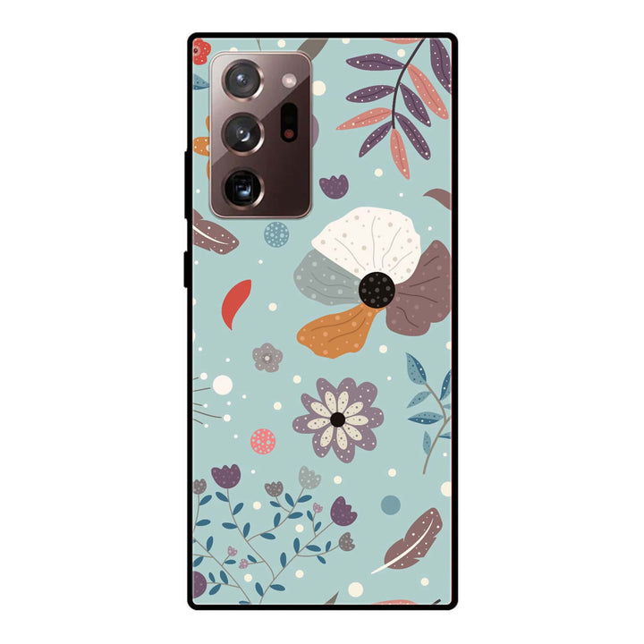 Samsung Galaxy Note 20 Ultra - Floral Series Design 5 - Premium Printed Glass soft Bumper Shock Proof Case